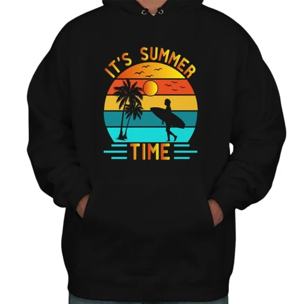 It's Summer Time Surfing Hoodie -  Black