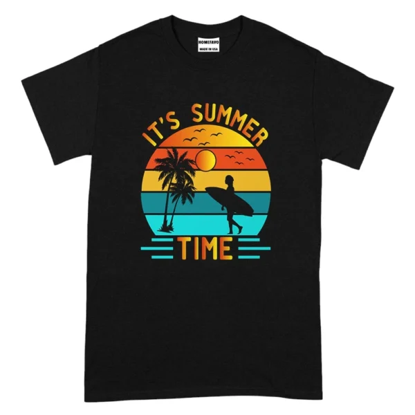 It's Summer Time Surfing TShirt -  Black